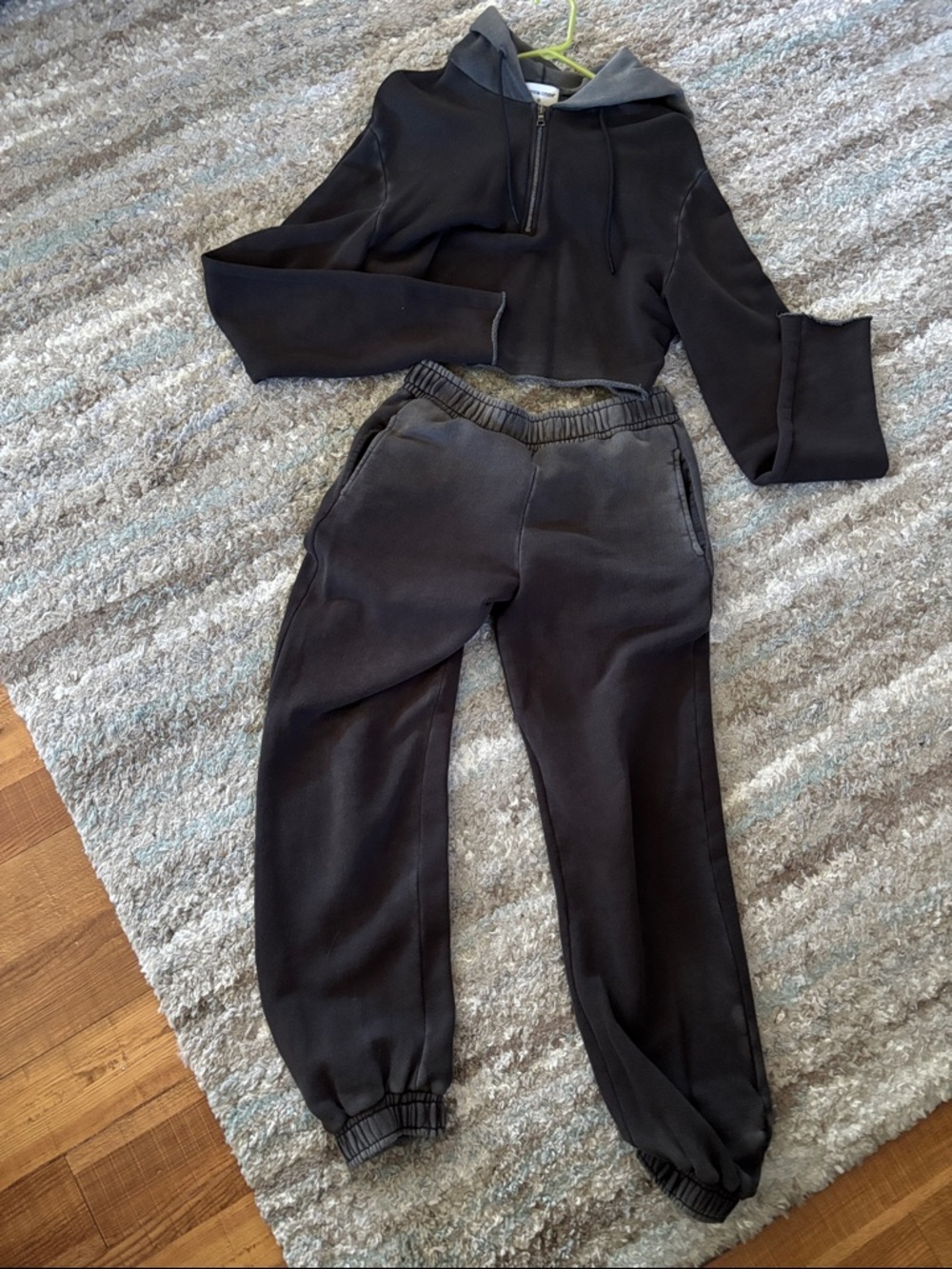 Cotton Citizen Vintage Black Cropped Hoodie & Jogger Set